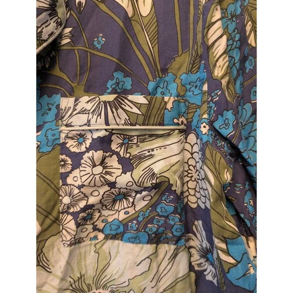 Papinelle x Karen Walker Floral Pajama Shirt Blue Green White Size M